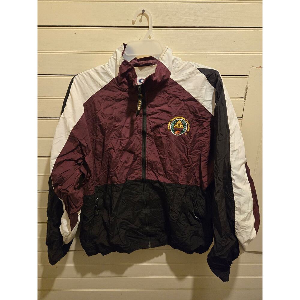 Game Sportswear Jacket Mens XL Maroon Black White Windbreaker A.Trapshooting.A